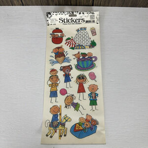 Vintage MAMBI Clear Stickers THEME PARK KIDS 5" x 12" Sheet Scrapbooking Crafts